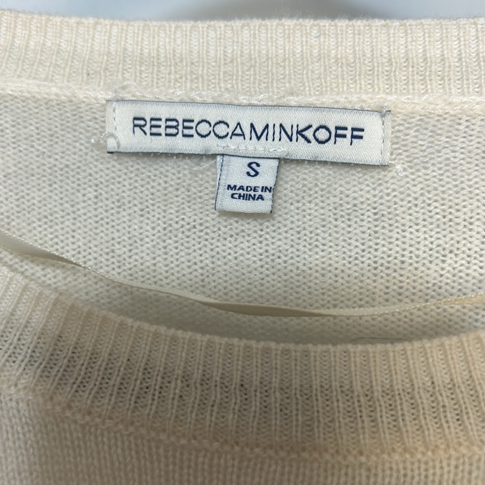 Rebecca Minkoff Cashmere Blend Ruffle Hem Sweater Cream Size Small - Picture 4 of 7